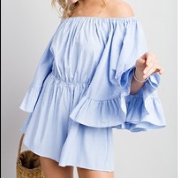 Baby Doll Romper- Lt. Blue Stripe - Picture 4 of 7